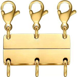 18K Gold Plated Triple Necklace Layering Clasp – Anti-Tangle Jewelry Connector